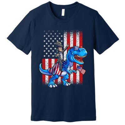 Dino Abraham Lincoln 4th Of July Shirt Boys American Flag Premium T-Shirt