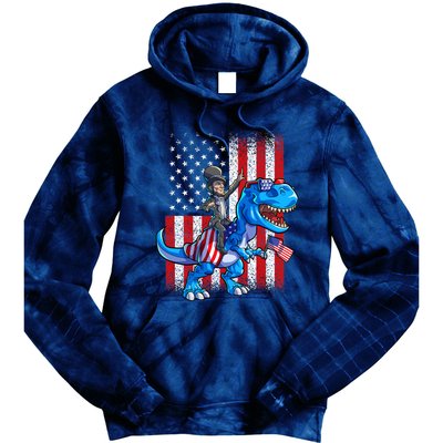 Dino Abraham Lincoln 4th Of July Shirt Boys American Flag Tie Dye Hoodie