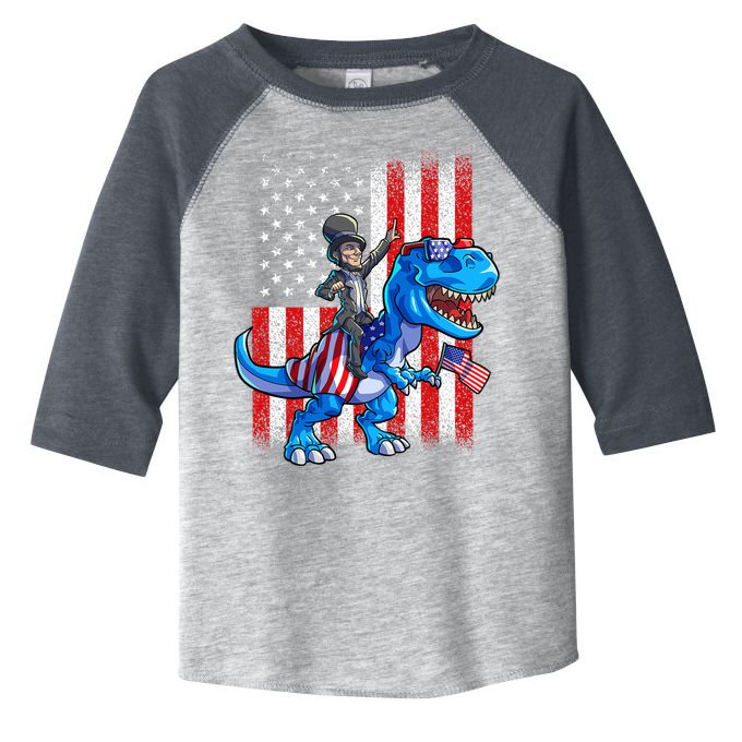 Dino Abraham Lincoln 4th Of July Shirt Boys American Flag Toddler Fine Jersey T-Shirt
