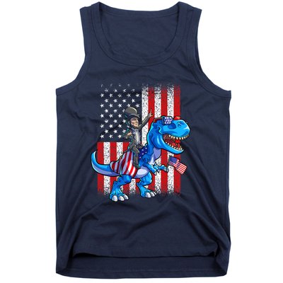 Dino Abraham Lincoln 4th Of July Shirt Boys American Flag Tank Top