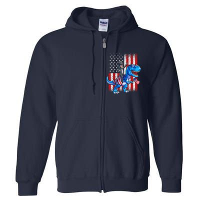 Dino Abraham Lincoln 4th Of July Shirt Boys American Flag Full Zip Hoodie