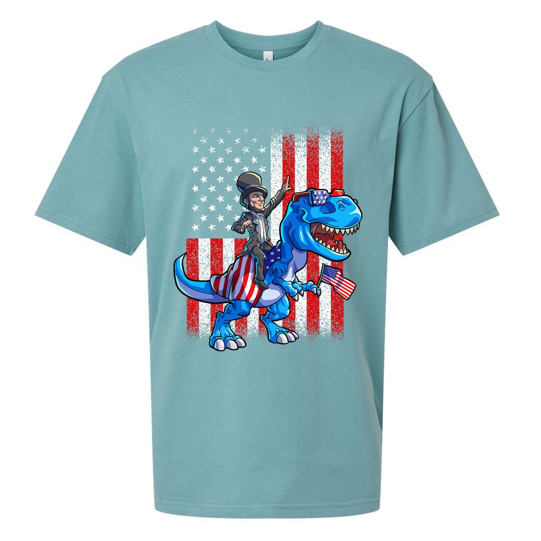 Dino Abraham Lincoln 4th Of July Shirt Boys American Flag Sueded Cloud Jersey T-Shirt