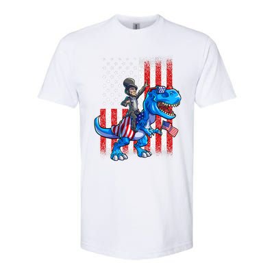 Dino Abraham Lincoln 4th Of July Shirt Boys American Flag Softstyle CVC T-Shirt