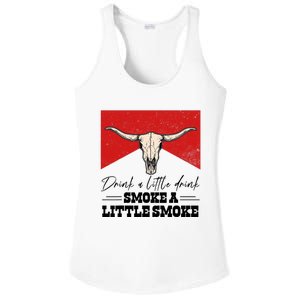 Drink A Little Drink Smoke A Little Smoke Retro Bull SKull Ladies PosiCharge Competitor Racerback Tank