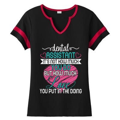 Dental Assistant Love And Inspirational Autism Aware Month Cute Gift Ladies Halftime Notch Neck Tee