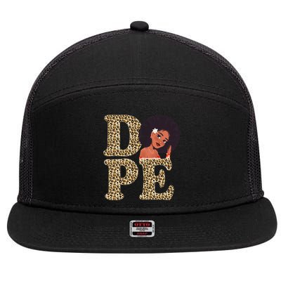 Dope Afro Lady Cute Leopard 7 Panel Mesh Trucker Snapback Hat