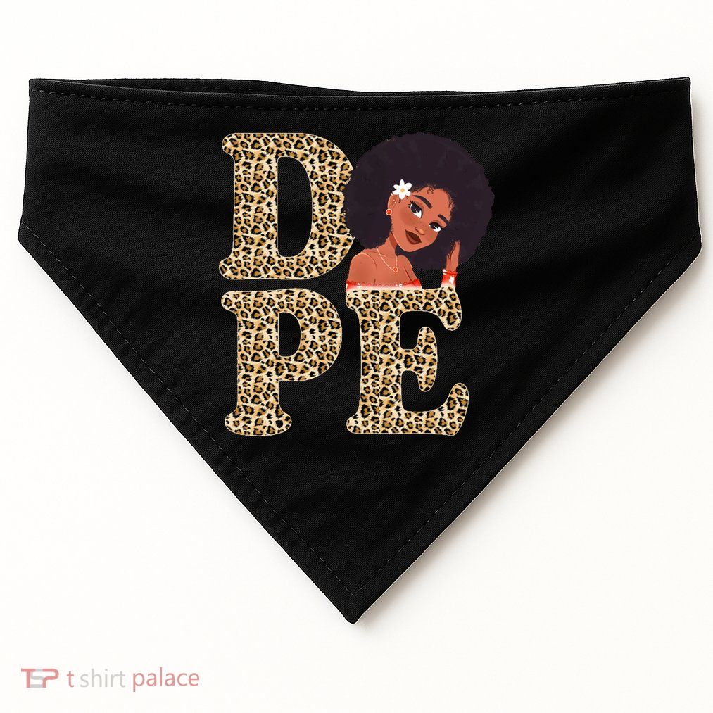 Dope Afro Lady Cute Leopard USA-Made Doggie Bandana