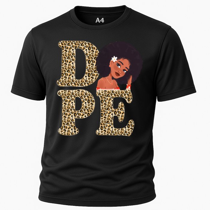 Dope Afro Lady Cute Leopard Cooling Performance Crew T-Shirt