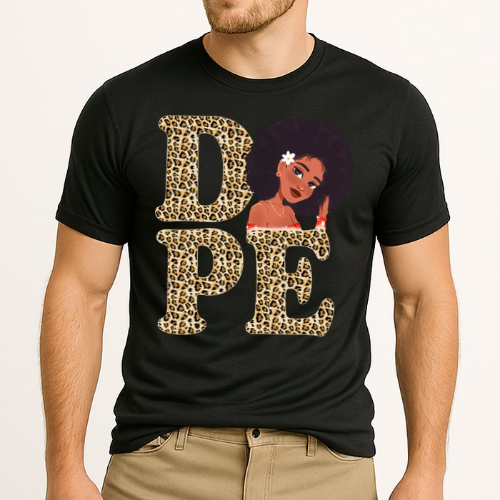 Dope Afro Lady Cute Leopard Cooling Performance Crew T-Shirt