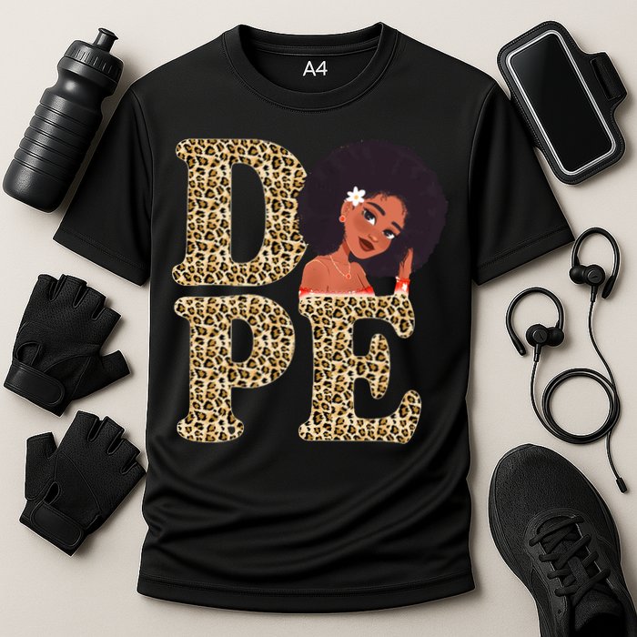 Dope Afro Lady Cute Leopard Cooling Performance Crew T-Shirt