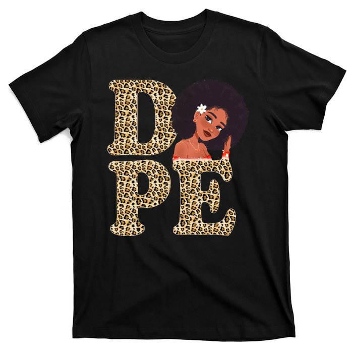 Dope Afro Lady Cute Leopard T-Shirt