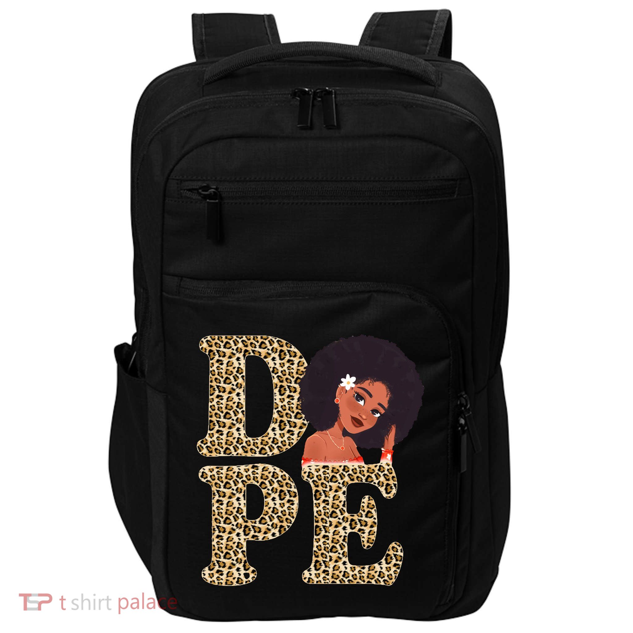 Dope Afro Lady Cute Leopard Impact Tech Backpack