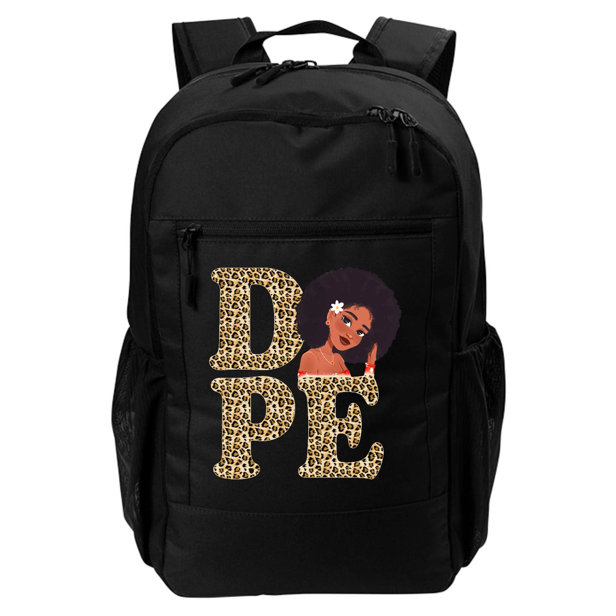 Dope Afro Lady Cute Leopard Backpack