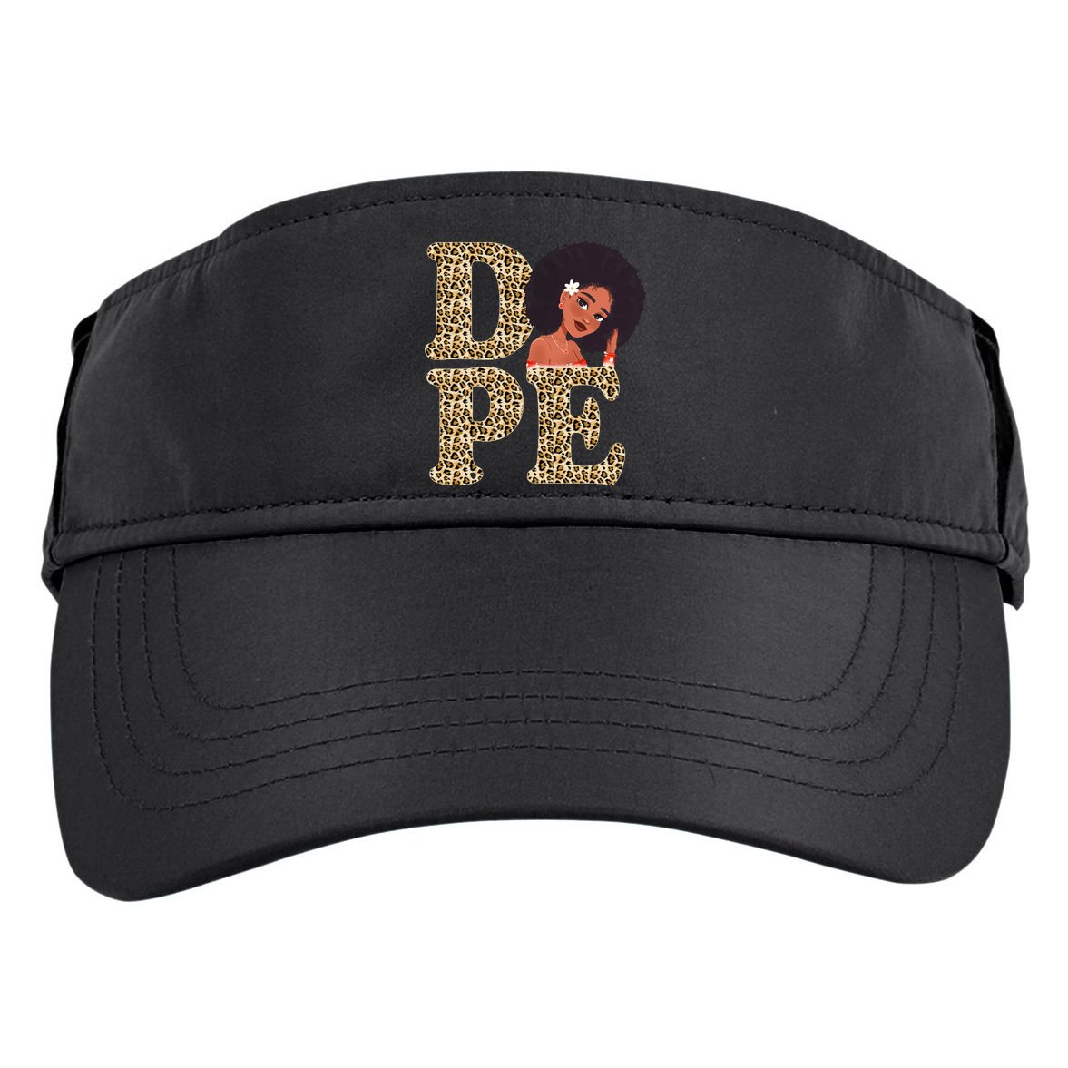 Dope Afro Lady Cute Leopard Adult Drive Performance Visor