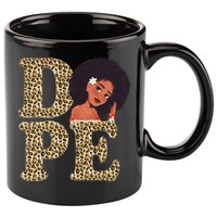 Dope Afro Lady Cute Leopard 11oz C Handle Ceramic Mug