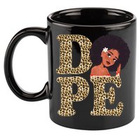 Dope Afro Lady Cute Leopard 11oz C Handle Ceramic Mug