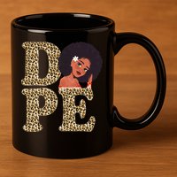 Dope Afro Lady Cute Leopard 11oz C Handle Ceramic Mug