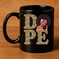Dope Afro Lady Cute Leopard 11oz C Handle Ceramic Mug