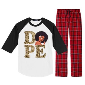 Dope Afro Lady Cute Leopard Raglan Sleeve Pajama Set