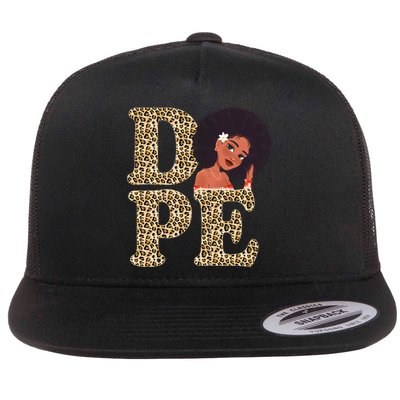 Dope Afro Lady Cute Leopard Flatbill Hat