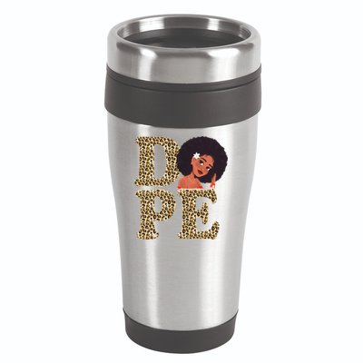Dope Afro Lady Cute Leopard 16oz Travel Tumbler