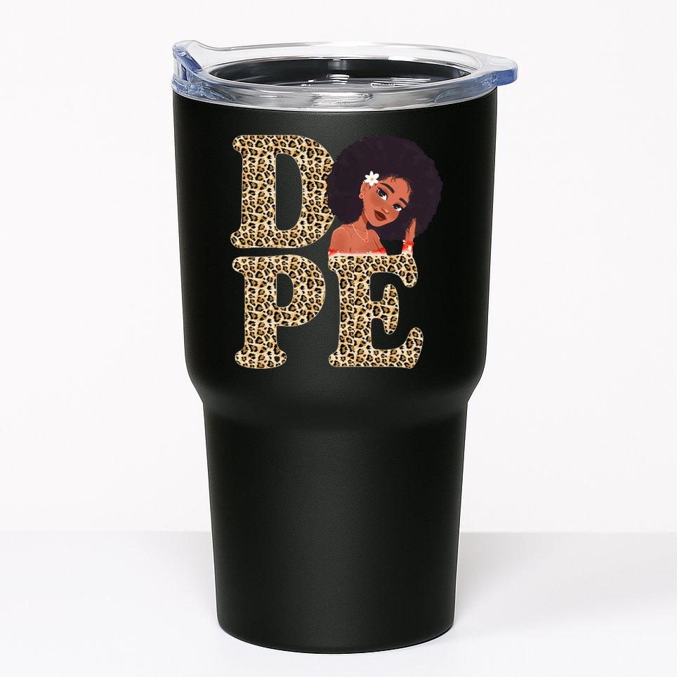 Dope Afro Lady Cute Leopard Tumbler