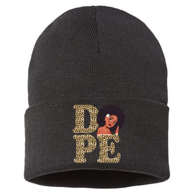 Dope Afro Lady Cute Leopard Sustainable Knit Beanie