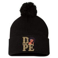 Dope Afro Lady Cute Leopard Pom Pom 12in Knit Beanie