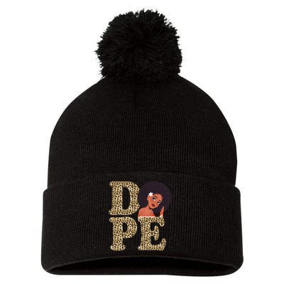 Dope Afro Lady Cute Leopard Pom Pom 12in Knit Beanie