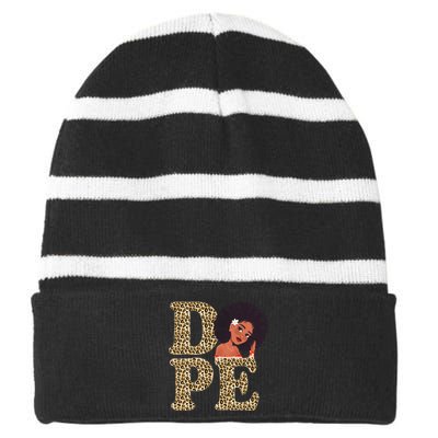 Dope Afro Lady Cute Leopard Striped Beanie with Solid Band