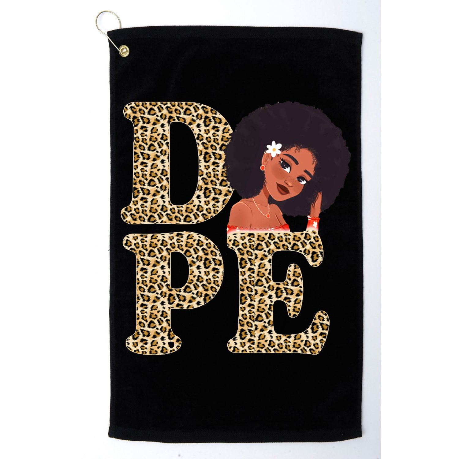 Dope Afro Lady Cute Leopard Golf Towel