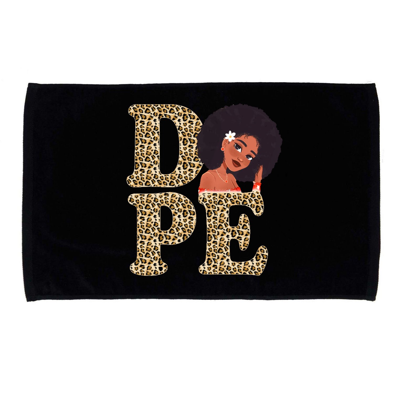 Dope Afro Lady Cute Leopard Microfiber Hand Towel