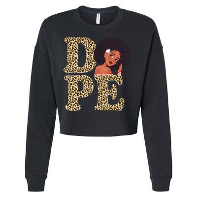 Dope Afro Lady Cute Leopard Cropped Pullover Crew