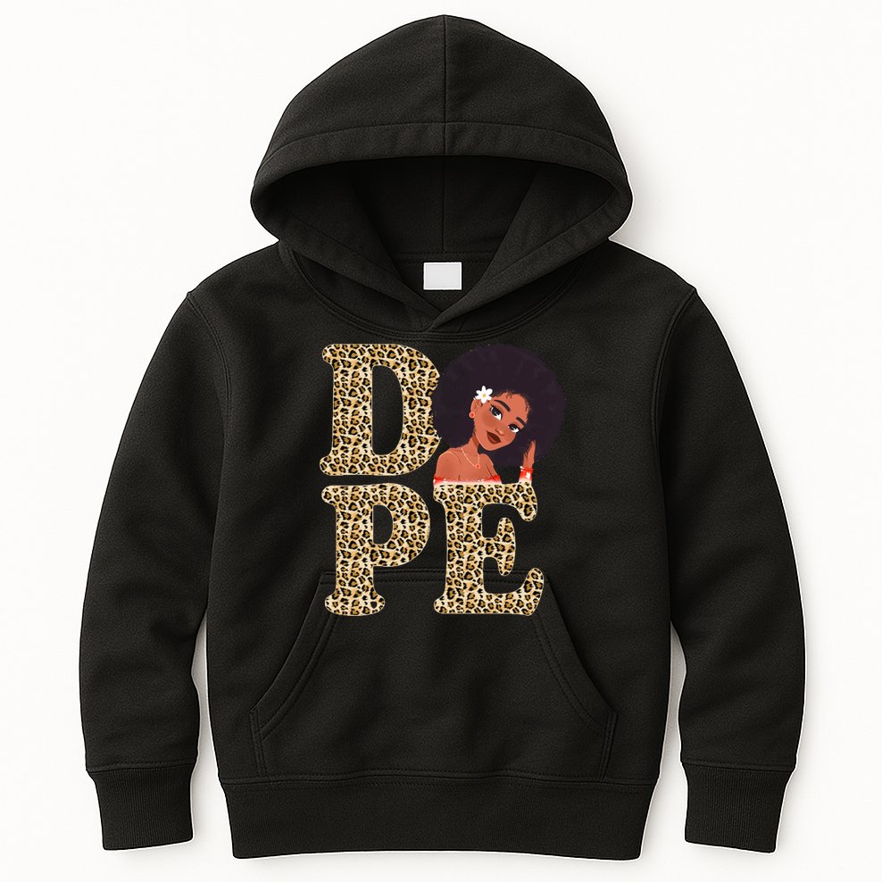 Dope Afro Lady Cute Leopard Kids Hoodie