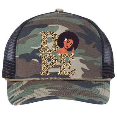 Dope Afro Lady Cute Leopard Retro Rope Trucker Hat Cap