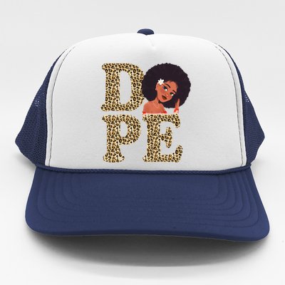 Dope Afro Lady Cute Leopard Trucker Hat