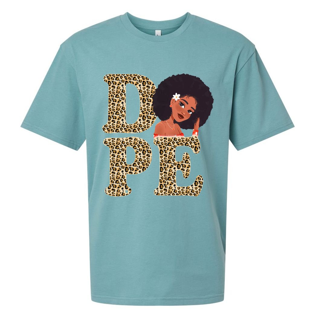 Dope Afro Lady Cute Leopard Sueded Cloud Jersey T-Shirt