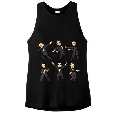 Dancing Abraham Lincoln 4th Of July Ladies PosiCharge Tri-Blend Wicking Tank