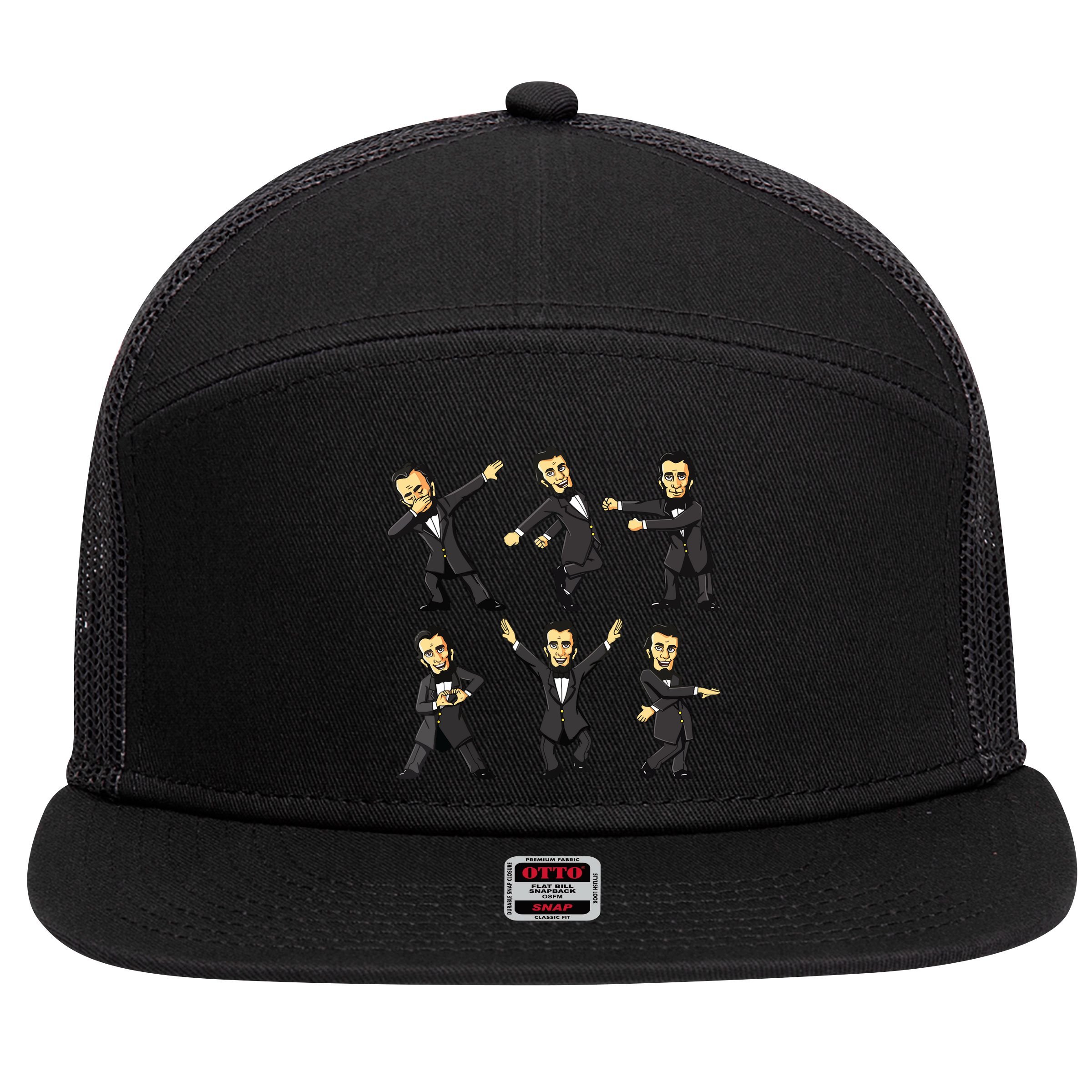 Dancing Abraham Lincoln 4th Of July 7 Panel Mesh Trucker Snapback Hat