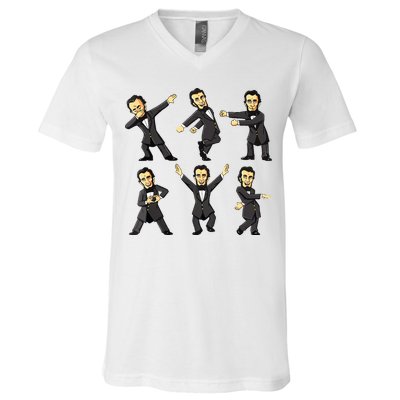 Dancing Abraham Lincoln 4th Of July V-Neck T-Shirt