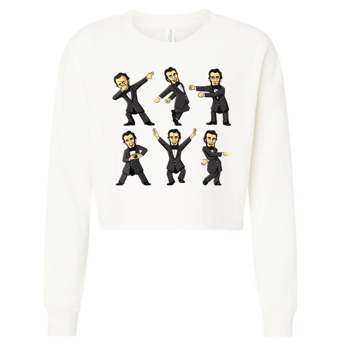 Dancing Abraham Lincoln 4th Of July Cropped Pullover Crew