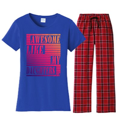 Dad Awesome Like My Daughters Gift Awesome Fathers Day Dad Funny Gift Women's Flannel Pajama Set