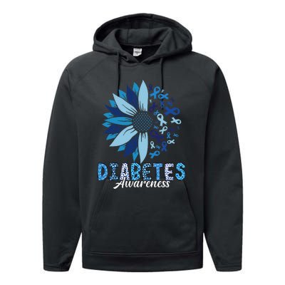 Diabetes Awareness Leopard Sunflower Diabetes Awareness Performance Fleece Hoodie