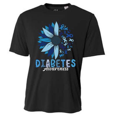 Diabetes Awareness Leopard Sunflower Diabetes Awareness Cooling Performance Crew T-Shirt