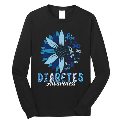 Diabetes Awareness Leopard Sunflower Diabetes Awareness Long Sleeve Shirt