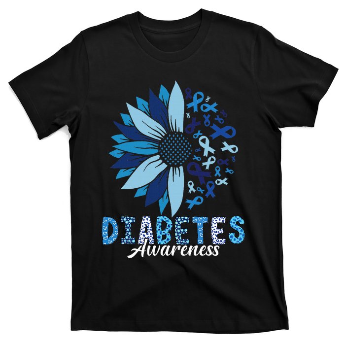 Diabetes Awareness Leopard Sunflower Diabetes Awareness T-Shirt