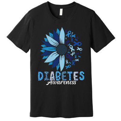 Diabetes Awareness Leopard Sunflower Diabetes Awareness Premium T-Shirt