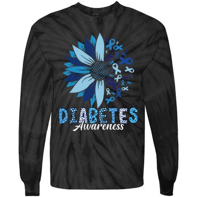 Diabetes Awareness Leopard Sunflower Diabetes Awareness Tie-Dye Long Sleeve Shirt