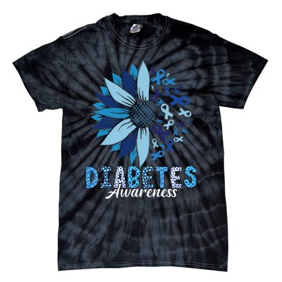 Diabetes Awareness Leopard Sunflower Diabetes Awareness Tie-Dye T-Shirt