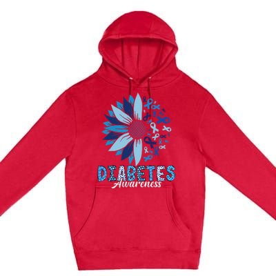 Diabetes Awareness Leopard Sunflower Diabetes Awareness Premium Pullover Hoodie